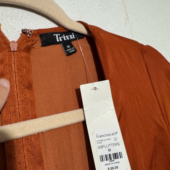 Teixxi Francesca’s NWT Burnt Orange Satin High Low Dress Medium‎ Wedding Formal - Picture 3 of 5